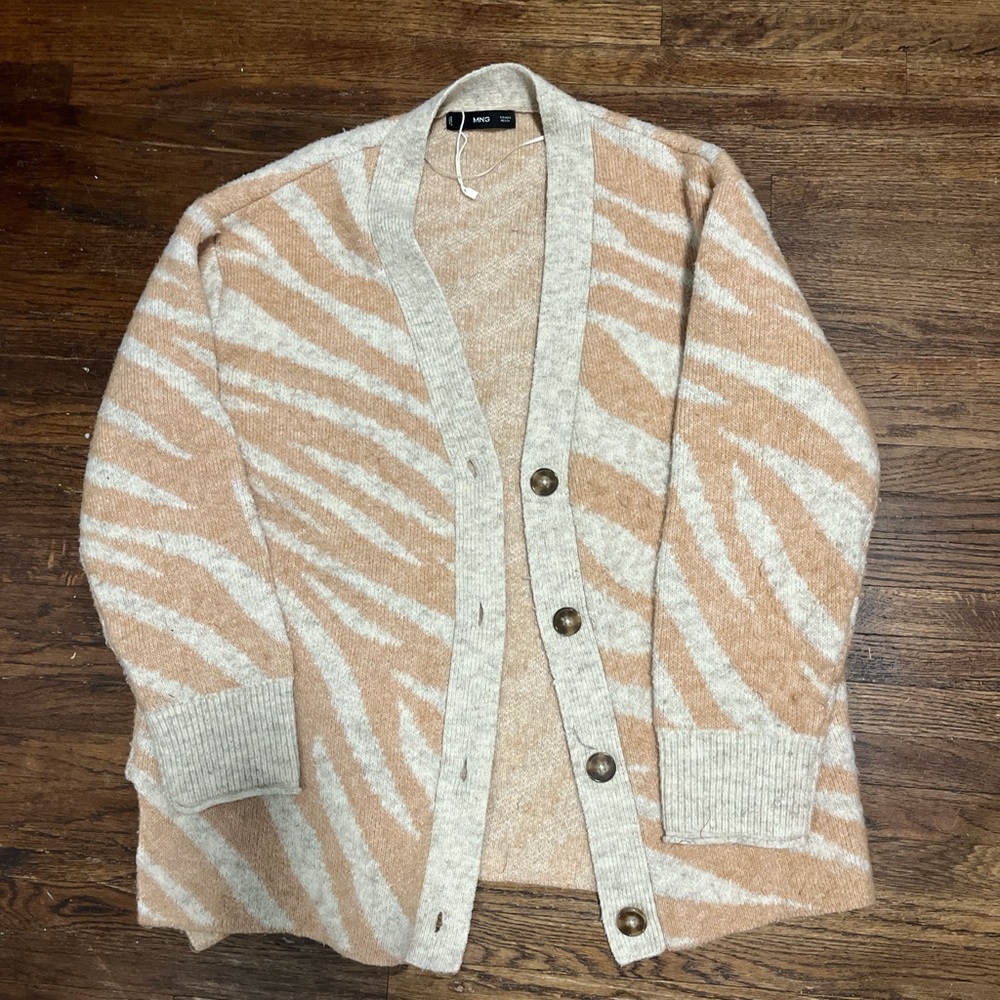 Zara Beige and Cream Zebra Cardigan